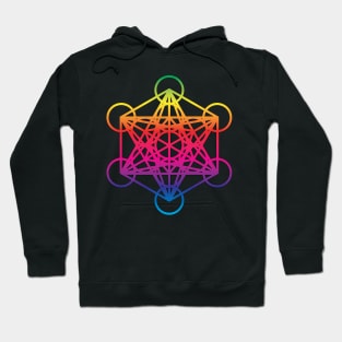 Metatron's Cube Sacred Geometry Retro Rainbow Hoodie